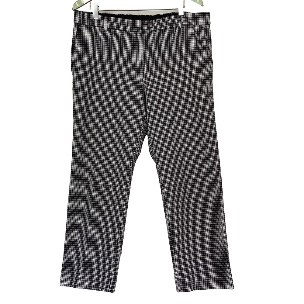 Ann Taylor Crop Dress Pants Womens 12 Micro Plaid Straight Mid Rise Ankle 36x27